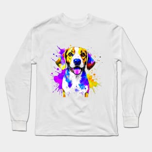 Colorful Beagle Splatter Art - A Tail-Wagging Delight Long Sleeve T-Shirt